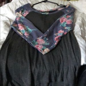 a floral base ball tee